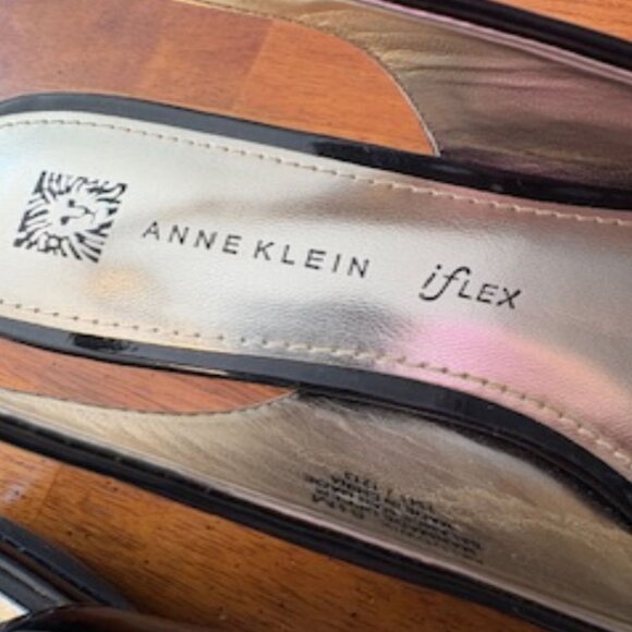 Anne Klein Open Toe Sling Back Flats Sandals Black Size 8.5M Excellent Condition - Picture 6 of 8